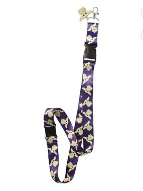 NWT Unisex Purple Baby Yoda Print Lanyard with Clip 10”